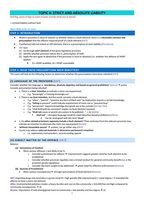 HD Note Strict AND Absolute Liability TOPIC 4 STRICT AND ABSOLUTE