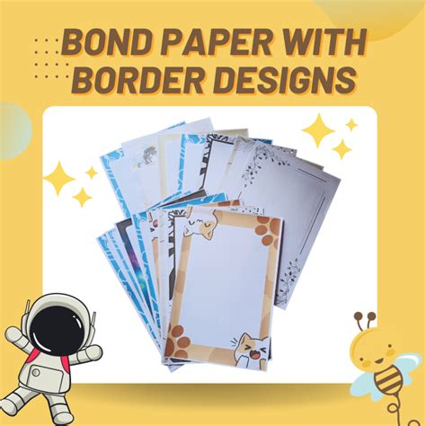Short A4 Long Hard Copy Bond Paper With Cute Border Designs Printed