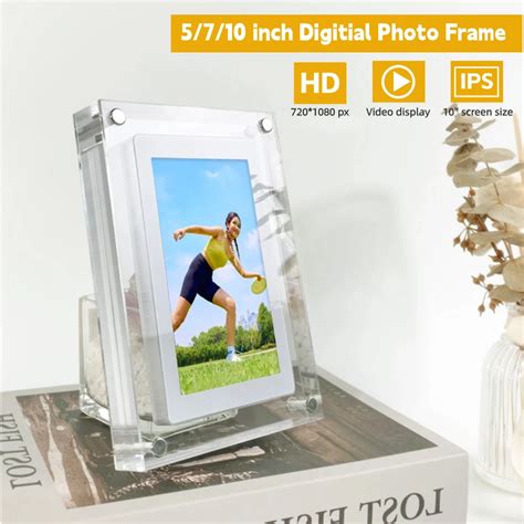 Acr Lico Digital Photo Frame 5 7 10 Tela IPS Tela Vertical 1GB Bateria