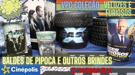 VELOZES 10 BALDE DE PIPOCA DA CINÉPOLIS E OUTROS BRINDES DA FRANQUIA