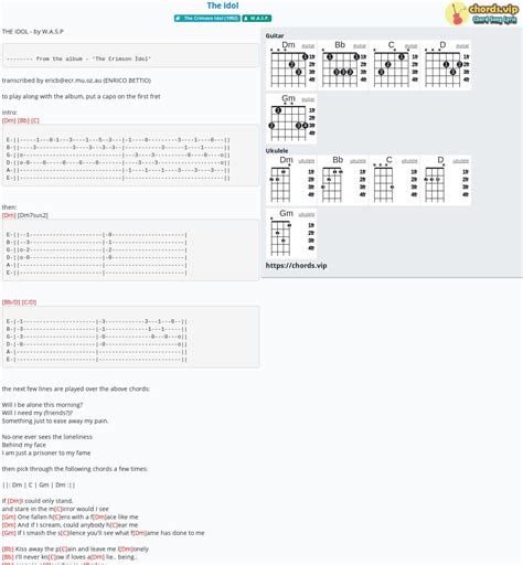 Chord The Idol Wasp Tab Song Lyric Sheet Guitar Ukulele