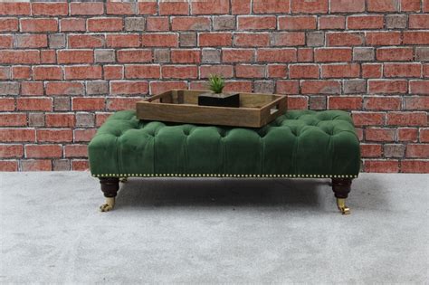 Large Pleated Chesterfield Footstool With Stud Detail Coffee - Etsy