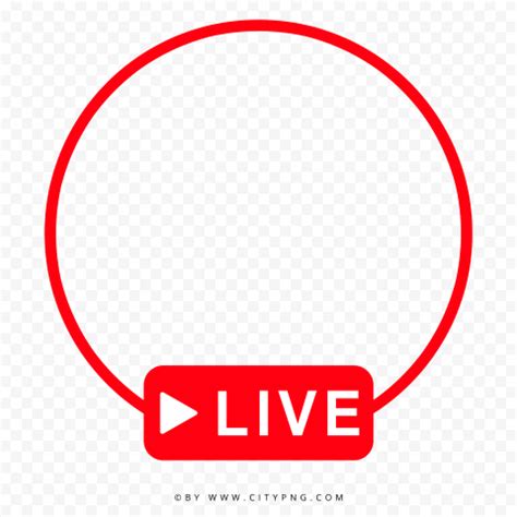 HD Live Red Circle Logo Sign With Play Icon PNG | Citypng