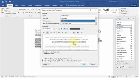 How To Create And Manage Styles In Word 2016 YouTube