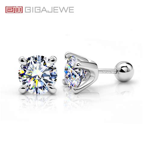 GIGAJEWE 4 Claw Earrings Moissanite White D NovaColor Fl VVS1 S925