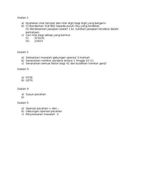 PDF Soalan Peperiksaan Matematik Tingkatan 1 DOKUMEN TIPS