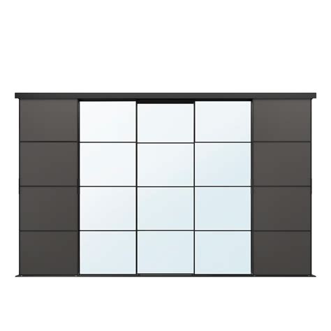 Skytta Mehamnauli Sliding Door Combination Blackdark Grey Mirror Glass Ikea