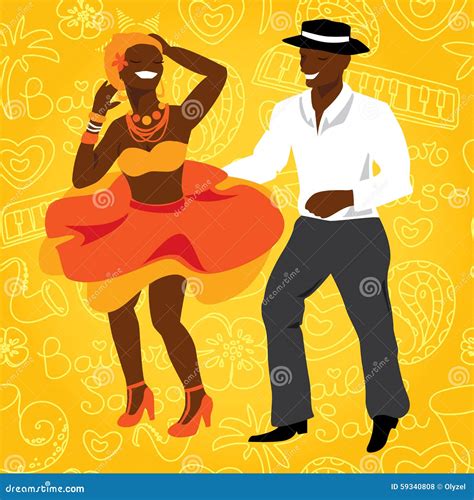 Salsa Dancers Cuban Couple Dance Salsa Stock Vector Illustration Of