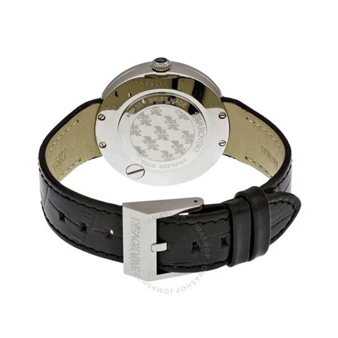 Swarovski Lovely Crystals Black Dial Calfskin Leather Strap Quartz