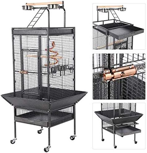 Yaheetech Wrought Iron Rolling Large Bird Cages For African Grey Small