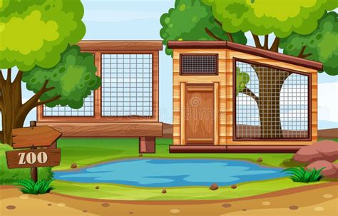 Background Scene of Zoo Park with Empty Cages Stock Vector ...