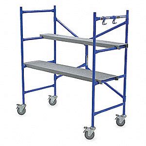 WERNER Portable Scaffold, Aluminum, 3 ft 8 in Platform Height, 4 ft Overall Height, 300 lb Load ...