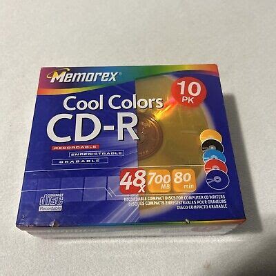 Memorex CD R 10 Pack Cool Colors 48X 700MB 80 Min New Sealed EBay