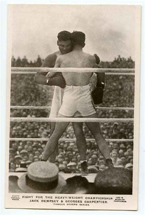 1921 Boxing Jack Dempsey Vs Georges Carpentier Vintage Photo Postcard