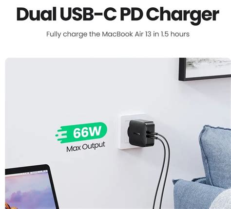 Ugreen W Usb C Wall Charger Port Pd Fast Charger Power Adapter