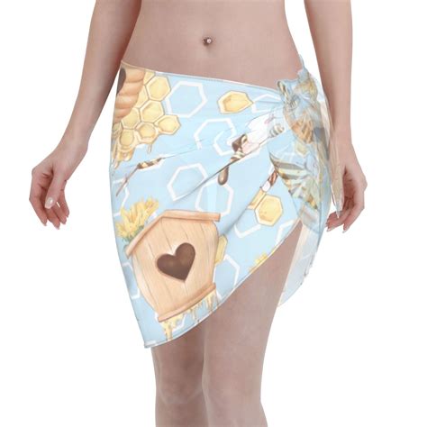 Adobk Cute Gnome Bee Collects Honey Swimsuit Coverups For Women Beach