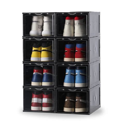 Clemate Shoe Storage Box Set Of Shoe Box Clear Plastic Stackable Drop