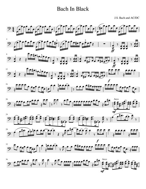 Bach In Black Sheet Music For Cello Solo