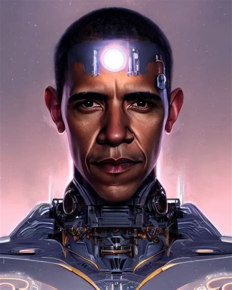 Portrait Of Holy Cyborg Barack Obama Savior God Stable Diffusion