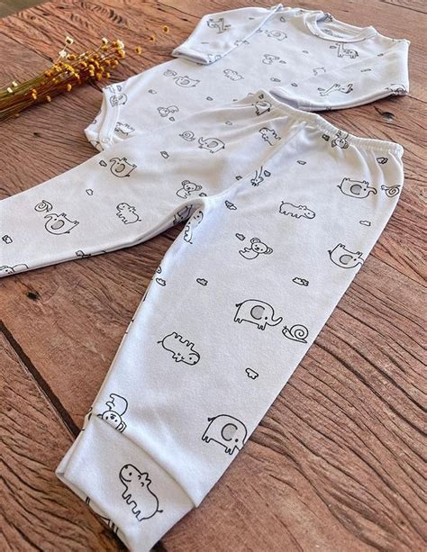 Conjunto Body e Calça Bebê Estampa Safari Neutro Roupa de Bebê do