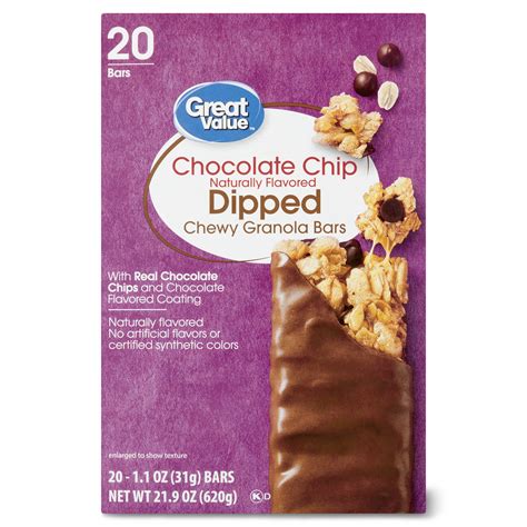 Great Value Chocolate Chip Dipped Chewy Granola Bars Value Pack Oz