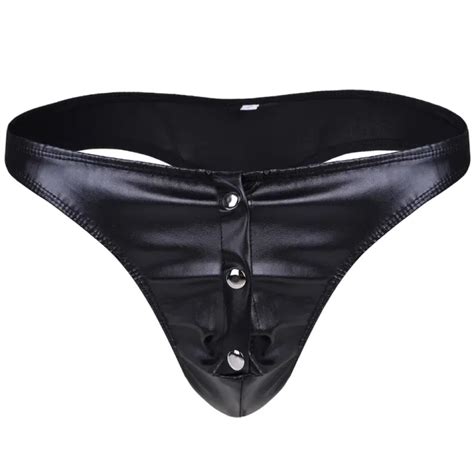 Mens Sexy Open Crotch Leather Shorts For Sex Soft Latex Fetish Brief Crotchless Latex Underwear