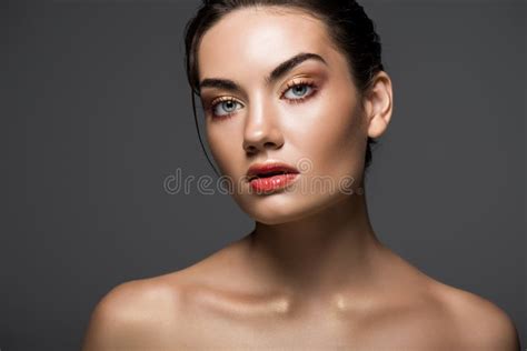 Attractive Nude Model With Makeup Posing Stock Photo Image Of Fashionshoot Trendy 129019566