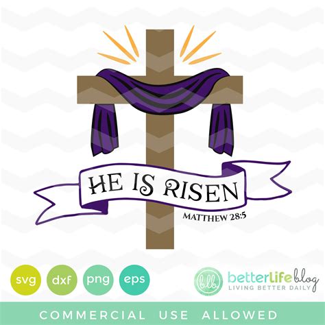 Easter Cross Svg He Is Risen Svg File Dxf Silhouette Cameo Etsy