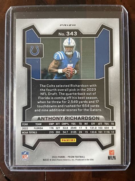 2023 Panini Prizm Anthony Richardson RC Neon Green Pulsar Prizm Colts