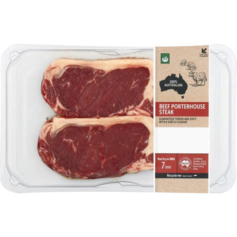 Woolworths Beef Porterhouse Steak Medium 290g 750g Woolworths