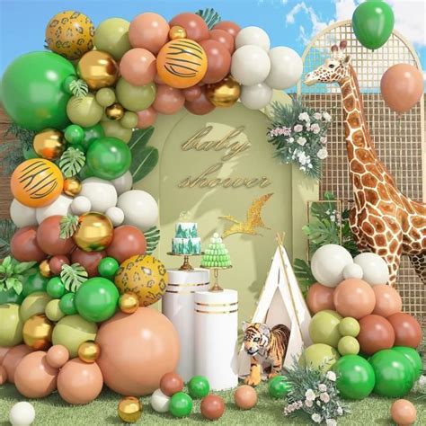 Kit D Arche De Ballons De La Jungle Safari Vert Sauge Marron Café