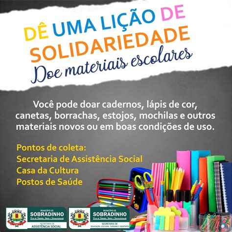 Sobradinho Lança Campanha De Doação De Material Escolar