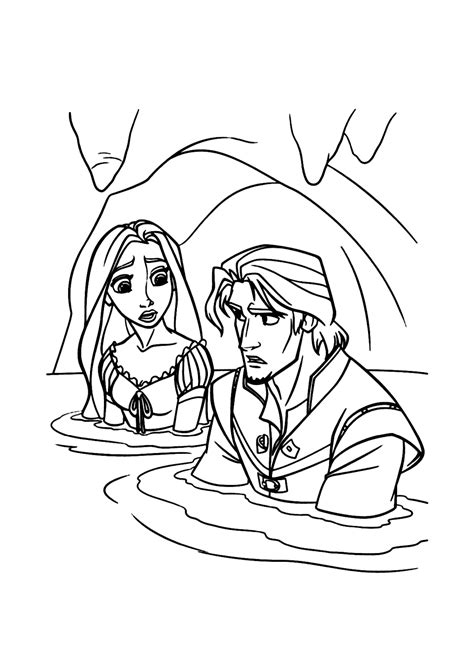 Rapunzel E Flynn Na Caverna Para Colorir Imprimir Desenhos