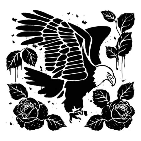 Black Silhouette Of An Eagle PNG & SVG Design For T-Shirts