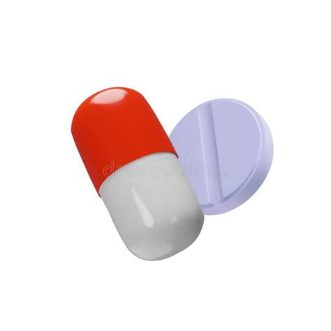 Two 3d Render Long Red Pill And Circle Stock Vector Illustration Of