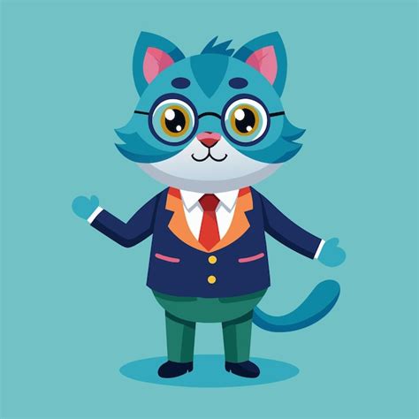 Un Gato De Dibujos Animados Con Gafas Y Una Corbata Que Dice Gato En