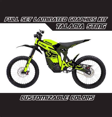 Talaria Sting Fox Fluo Lime Green Full Graphics Kit Custom Gloss Or