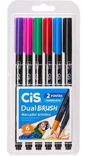 Caneta Brush Pen Pincel Dual Aquarel Vel Cis Cores Normais Mercadolivre