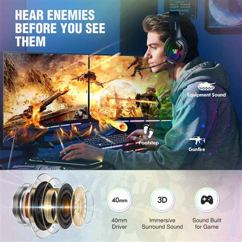 wintory M1 Gaming Headset mit Mikrofon für PS4 PS5 Xbox One PC RGB