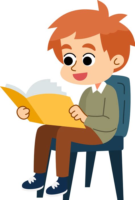 The Cute Boy Is Relaxing And Enjoying Reading Books Flat Style Cartoon Illustration 39608975 Png