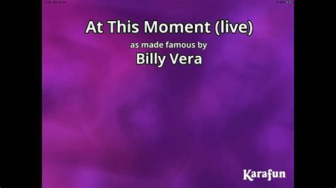 Kf Karaoke At This Moment Billy Vera Youtube