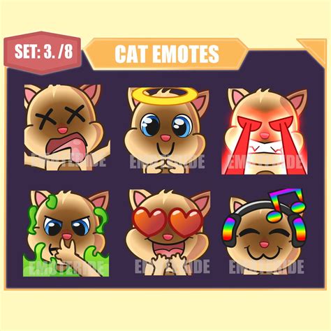 Siamese Cat Twitch Emote Pack Rip Angel Laser Eyes Etsy