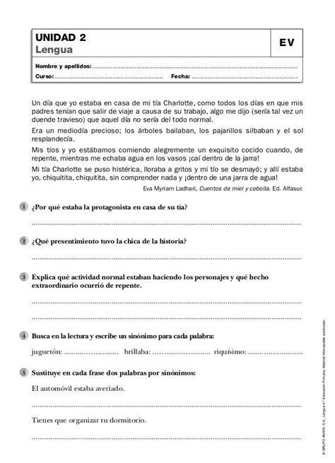 Evaluaciones de Lengua 4º Primaria Anaya Examenes de primaria Anaya