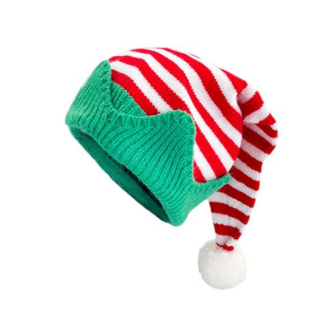 Christmas Knit Hat For Kids Adults Striped Elf Hat Christmas Beanie Hat