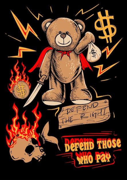 Ropa de calle diseño de ropa ilustración de camiseta oso de peluche