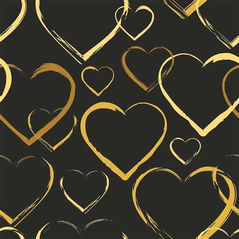 Premium Vector Seamless Pattern With Golden Hearts