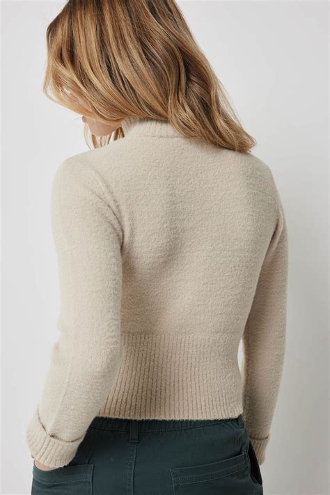 Mock Neck Crop Cable Sweater Ardene