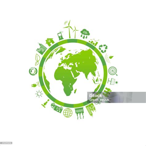 Sustainable Development Green Wheel On White Background Concept For Csr Corporate Social