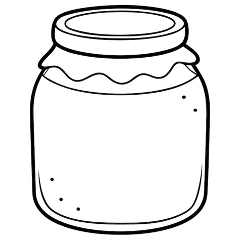 Jar Of Jam Items Outline Coloring Book Page Line Art Drawing Premium