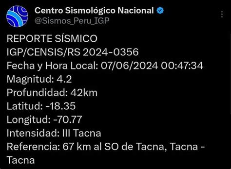 Temblor En Tacna Hoy 07 De Junio De 2024 Dónde Fue El Epicentro Del último Sismo En Perú Hace